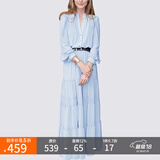 MeetMetro玛依尔法式仙女连衣裙女2025春新款高端气质纯欲风裙子礼服长裙 浅蓝【现货】 XL