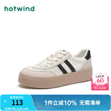 热风（Hotwind）商场同款经典复古德训鞋通勤百搭女鞋运动透气舒适厚底板鞋小白鞋 88米黑 (网面H14W4701) 35 (225mm)