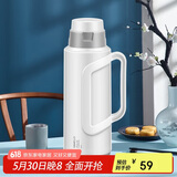 SIMELO明月保温壶保温瓶玻璃内胆304钢盖水壶学生宿舍热水瓶2.0L无印白