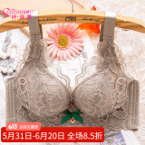 纤诗柔内衣女小胸聚拢厚款加厚宽肩带防下垂上托胸罩无钢圈透气夏文胸 咖啡色 36/80A厚款