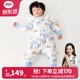 良良（liangliang）婴儿睡袋夏季空调房防踢被宝宝纯棉可拆袖儿童睡袋 雨林蓝·春秋款【适合20-25℃】 2XL（建议身高100-115cm）