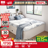 林氏家居榻榻米储物抽屉床【白色】JJ1A-A高箱床+JJ1E-A储物柜+床垫1.2M