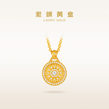 老铺黄金古法手工足金项链 · 玫瑰花窗1号钻饰吊坠（金链款） 小号锁骨链款金重约8.0g