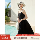 茵曼（INMAN）章若楠同款欧若风天丝薄开衫女装衬衫2025夏季新品长袖衬衣 吊带裙黑色-18322336 S