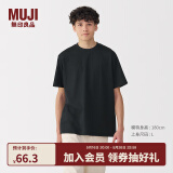 无印良品（MUJI）男式 天竺编织 圆领短袖T恤 男士打底衫男款休闲上衣25年夏季男装 黑色 XL (180/104A)