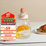 乐扣乐扣（LOCK&LOCK）大肚杯儿童吸管直饮两用杯子学生大容量水杯外出便携水壶1.1L棕色