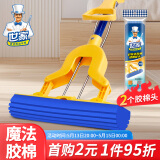 世家胶棉拖把28CM 122弯折省力拖杆 2头 家用免手洗墩布吸水地拖