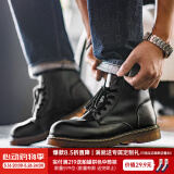 马登马丁靴男春季高帮厚底工装鞋子英伦风短靴潮流百搭休闲皮鞋 黑色 [硬皮/6孔]情侣款 40 男码