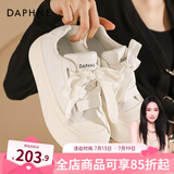 达芙妮官方厚底小白鞋女2025春季新款女鞋大头鞋子女休闲百搭帆布鞋女 云朵白【粗跟带-5cm显高厚底】 36