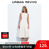 UR夏季新款女装时尚休闲简约压褶长款无袖连衣裙UWH740026 米白 XL
