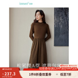 茵曼（INMAN）灯芯绒连衣裙春秋女装新品长袖休闲针织礼服中长裙子 咖啡色 S
