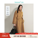 茵曼（INMAN）绵羊毛双面呢大衣女2024冬新款小香风小个子洋气保暖中长外套上衣 经典卡其 XL