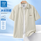 JEANSWEST LIFE真维斯短袖衬衣男款夏日冰丝凉感翻领上衣男青少年高级感男士外套