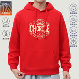 宾宇兄弟卫衣男帽衫男士连帽套头外套加绒青少年宽松大码学生保暖衣卫衣 加绒英文红色 2XL 140-155斤