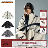 BJHG不计后果冬美式加厚仿羊羔绒棉服男潮宽松保暖毛绒情侣棉衣外套女 白色 M