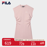 FILA 斐乐官方女装针织连衣裙2025夏季新款时尚休闲无袖收腰裙子 赤粉色-PK M 165/84A/M
