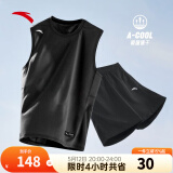 安踏（ANTA）速干背心丨男透气运动背心2025夏季健身无袖上衣晨练服篮球罩衫 【背心+裤子】黑黑 XL (180) 建议150-160斤