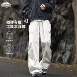 顶峰保罗（Dingfengbaoluo）美式户外伞兵工装裤男秋季宽松休闲褶皱设计长裤子XP01米灰色2XL