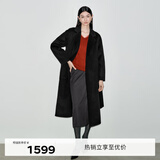 伊芙丽【高智大衣】伊芙丽设计感黑天鹅双面呢羊毛大衣2024冬装毛呢外套 黑色 160/84A/M 108-120斤
