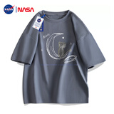NASA GISS官方潮牌联名纯棉短袖男夏t恤潮流大码宽松半袖 铁灰 L 