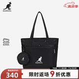KANGOL官方中号托特包单肩手提包防泼水多功能实用健身包上课通勤有底撑 黑色