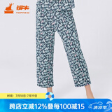 铜牛家居裤汗布印花居家女裤睡裤棉家居裤长裤女春夏VK034 悄然盛开-白-蓝 S (160/85)