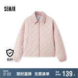 森马（Semir）棉服女灯芯绒翻领菱形格复古2024冬三防宽松轻薄棉衣109724112007