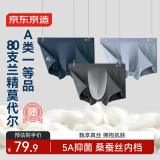 京东京造【100%真丝裆男生礼物】80支兰精莫代尔男士内裤男 组合一 L