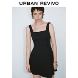 UR2025秋季新款女装摩登气质经典黑色方领连衣裙UYV750063