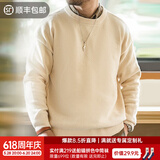 马登工装 雪尼尔圆领毛衣保暖亲肤打底针织衫男春季休闲慵懒上衣 米白色 XL （155-170斤）