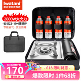 岩谷（Iwatani）卡式炉套装户外便携式卡磁炉瓦斯炉家用火锅炉具烧烤炉野炊ZB-19 ZB-19M炉+4瓶气+一体收纳包