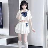 COSMICKISS情趣新款学生装性感水手服纯欲JK制服风小透软妹制服套装睡衣日系 白色千金套装【上衣+短裙】 均码 【80-120斤】