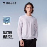 拇指白小T春秋二代长袖t恤男女疏水纯棉打底衫男白T圆领 白色-男款 3XL