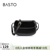 百思图商场同款时尚百搭潮流复古迷你马鞍包单肩斜挎包女X2782DX2 黑色 F