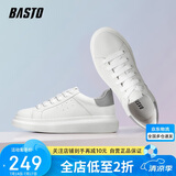 百思图（BASTO）小白鞋男潮流时尚百搭厚底休闲皮鞋男士板鞋20861AM1白灰41