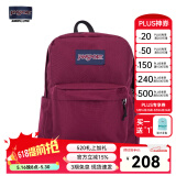 JANSPORT杰斯伯双肩包女学生26L书包男运动休闲背包520 4QUT04S 深紫酒红-侧边袋