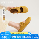 西遇玛丽珍勃肯鞋女2025新款春夏丑萌圆头穆勒鞋平底包头半拖鞋 黄色 38 （240）