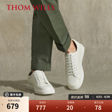 THOM WILLS小白鞋男吸汗透气休闲百搭经典白色板鞋休闲鞋真皮商务冬季男鞋 白色G014-1 45 /9.5码