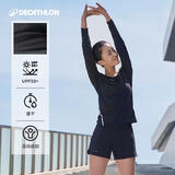 迪卡侬训练防晒打底衣长袖健身跑步运动服T恤上衣RUNW2176331经典黑M