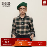 Teenie Weenie小熊长袖衬衫女秋冬休闲知识分子格纹衬衣上衣女 猎人绿 M (165)