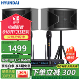 HYUNDAI现代家庭影院ktv音响套装家用k歌点歌机电脑电视客厅卡拉ok全套专业功放音箱设备 【经典版】10吋音响套装（双U段无线话筒+支架）