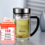 希诺双层玻璃杯男家用商务办公水杯带手柄泡茶杯子XN-9320 290mL