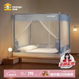 美朵嘉（MEDOGA）A类婴儿防摔围栏蚊帐支架加固1.2x2家用三开门清风蓝【抑菌面料】