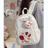 睿昂日系ins风可爱休闲小背包女 初中女生书包高中学生轻便旅行双肩包 白色小号【带糖果兔挂件】
