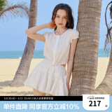 乐町公主蓬蓬短裙24年夏季新款多层下摆蕾丝半身裙俏皮甜美小A裙 白色（现货） M
