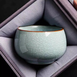 品喻（PINYU）汝窑冰花主人杯单杯开片个人专用茶杯陶瓷品茗杯功夫茶具冰裂纹绿