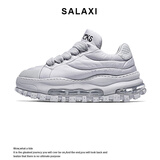 莎莱茜（SALAXI）2025秋冬新品冰川系列厚底增高气垫面包鞋情侣休闲运动鞋男女同款 灰色 39 【男款】