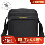 圣大保罗男包单肩斜挎包男休闲运动大容量多功能旅行挎包包七夕节生日礼物 黑色小款竖款【长19宽11高21CM】