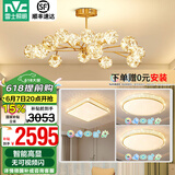 雷士（NVC）北欧现代轻奢智能高显指舒适光萤光客厅吊灯餐厅吊灯灯具灯饰套餐 15头+卧室灯*3 套餐【三室一厅】