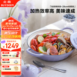 Buydeem珐琅锅铸铁锅炖锅焖烧锅煲汤电磁炉28cm流金罗兰紫